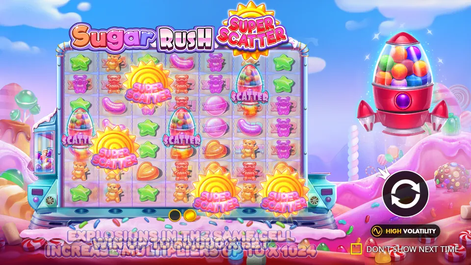 Sugar Rush Super Scatter start screen by Pragmatic Play