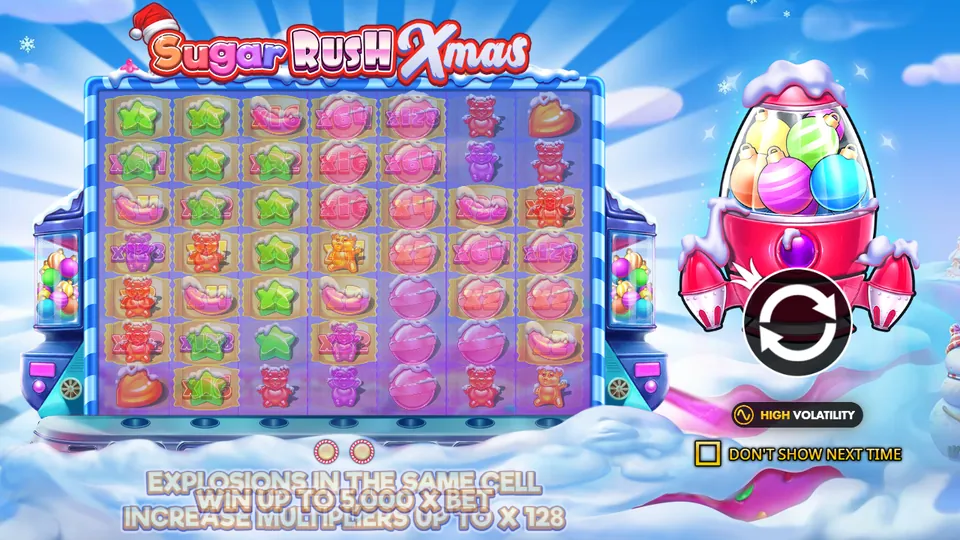 Sugar Rush Xmas start screen by Pragmatic Play