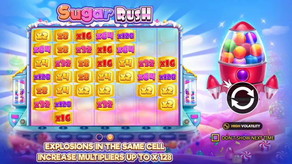 Sugar Rush start screen by Pragmatic Play