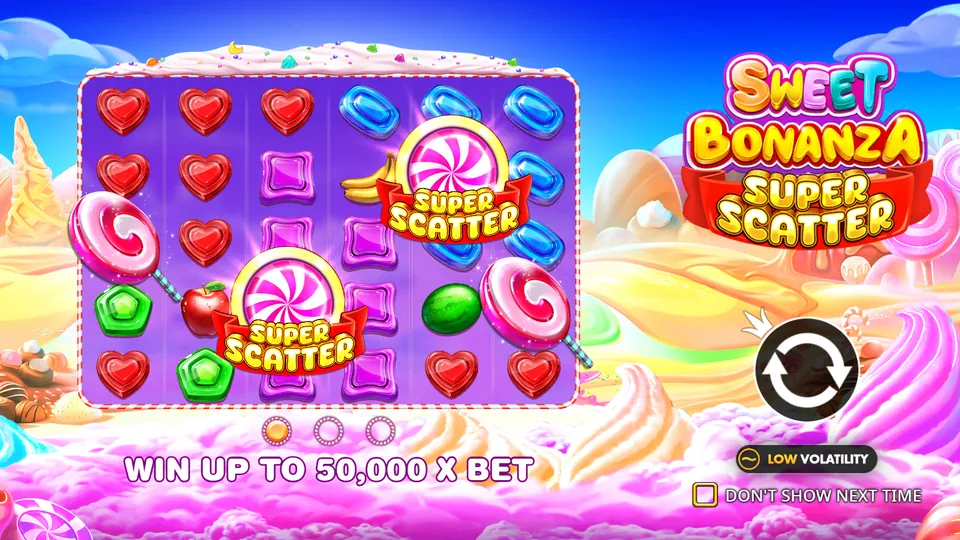 Sweet Bonanza Super Scatter start screen by Pragmatic Play